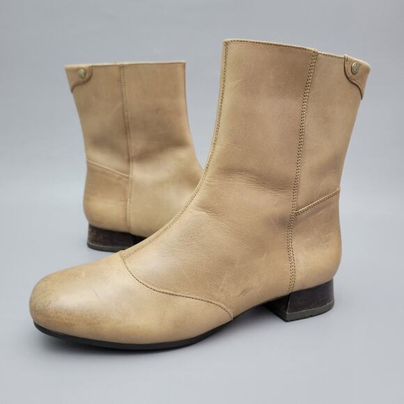 Bussola Size 39/8.5 Caramel Leather Ankle Boots Booties Lined Comfort Side Zip - Picture 1 of 13